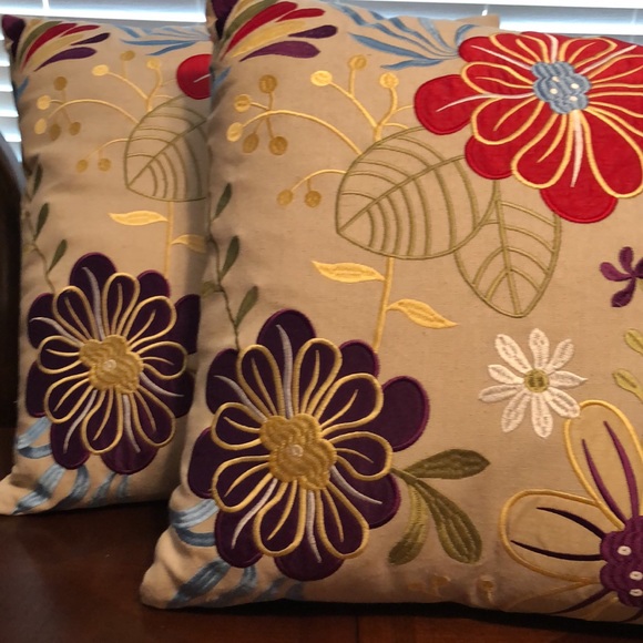 Flower Power Throw Pillows Set of Two - Picture 2 of 7